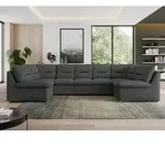 Sofa XXL U-Form Beige, Wohnlandschaft U Form mit Schlaffunktion, Sofa mit
