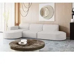 Kaiser M&ouml;bel Ecksofa Designer, Sofa L form MODENA stoff Poso Ecru Links - Creme