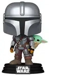 FUNKO Sammelfigur POP! STAR WARS The Mandalorian with Grogu 11,2cm - Silber