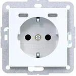Hager SCHUKO-Steckdose mit 2xUSB-C PD, 20W, 16A, 250V, A.x/C.x, lichtwei&szlig; gl&auml;nzend,