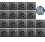 Schutzkontakt-Steckdose McPower Flair Steckanschluss 18er-Pack inkl. Rahmen - Grau