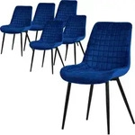 ML-Design Esszimmerst&uuml;hle 6er Set, Dunkelblau, Sitzfl&auml;che aus Samt mit...