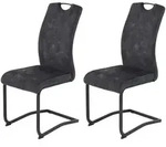 Hela Tische, 2er Set Esszimmerstuhl Freischwinger Riga, Bezug Velvet Anthrazit,