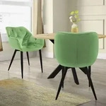 ML-Design 2er Set Esszimmerstuhl mit R&uuml;ckenlehne, Salbei, aus Samt - Gr&uuml;n