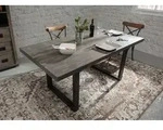 MASSIVMOEBEL24 Esstisch Mango 160x90x76 grau lackiert RAILWAY #208 - Grau