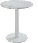Tisch Esszimmer rund 60 cm wei&szlig;es Bein und wei&szlig;es Marmorfinish - Oviala...