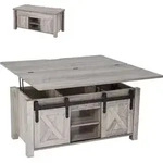 VEVOR Lift Top Couchtisch 100 cm, rustikaler Kaffeetisch mit Scheunentor &
