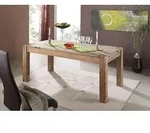 MASSIVMOEBEL24 Esstisch mit Ansteckplatten Sheesham 140-180/220x90x76 grau ge&ouml;lt