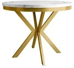 MIRJAN24 Tisch Edder 100, Esszimmer Tisch, Beine aus Stahl (Farbe: Gold / Bianco