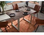 MASSIVMOEBEL24 Esstisch Akazie 160x90 grau lackiert / U-Beine silber matt SWISS...
