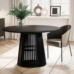 WOHNLING Esszimmertisch 120x120x77 cm Mango Massivholz Schwarz Esstisch Modern