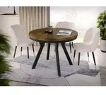 Designer Runder Ausziehbarer Esstisch - Loft-Stil, Industriell, Platzsparend -