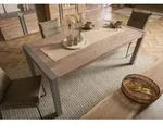 MASSIVMOEBEL24 Esstisch Akazie 200x100x76 beige lackiert Amsterdam #115 - Beige