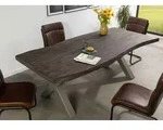 MASSIVMOEBEL24 Baumtisch Mango 240x100x77 grau lackiert / X-Beine silber matt