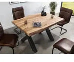 MASSIVMOEBEL24 Baumtisch Sheesham 160x90x77 natur sandgestrahlt / X-Beine...