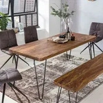FineBuy Massiver Esstisch 200 cm HARLEM Sheesham Massiv Holz Esszimmertisch