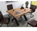 MASSIVMOEBEL24 Baumtisch Sheesham 160x90x77 natur gebeizt / X-Beine anthrazit...