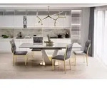 Design Esstisch Tisch HA-777 Grau Marmoroptik - Gold ausziehbar 160 bis 220 cm...