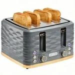 HOMCOM-Toaster, 4 Schlitze, 7 Stufen, 1860W, Graue Wellenoptik - Grau