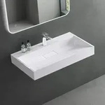 Mai & Mai Waschbecken Aufsatzwaschbecken Wei&szlig; H&auml;nge-Waschtisch Rechteckig 1
