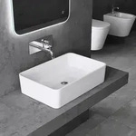 doporro Aufsatzwaschbecken Mineralguss-Waschbecken 80x40x15 cm, Waschtisch...