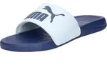 PUMA Popcat 20 Badepantoletten aus glattem Kunstleder, Wei&szlig;, leicht und