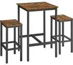 VASAGLE Bartisch-Set mit 2 Barhockern, stehtische, bistrotische, 60 x 60 x 90...