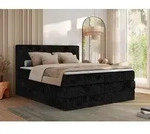 MKS MEBLE Boxspringbett 180x200 Schwarz Cord, Boxspringbett mit Matratze H4,...
