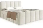 Juskys Boxspringbett Manitoba - Modernes Design mit Boucl&eacute;-Stoff - Cre me -...