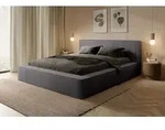 Polsterbett Doppelbett OMAHA 140x200cm in Stoff Euphoria Dunkelgrau - Grau