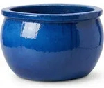 Pflanzgef&auml;&szlig; "Bavaria" Royal-Blau Keramik Frostfest Garten Steinzeug...