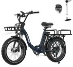 HITWAY E Bike,48V 27Ah mit BMS, 160km Reichweite, 20"*4,0 Fat Tire,E-Cargobike mit