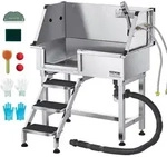VEVOR Hundewaschstation aus Edelstahl, 870x488x1025 mm Tierpflegewanne mit
