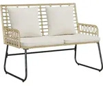 vidaXL Gartenbank Braun und Creme Poly-Rattan - Braun