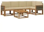 vidaXL Outdoor-Sofagarnitur 6 pcs Natur und Beige Massivholz Akazie - Braun