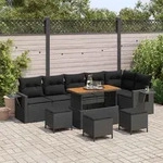 vidaXL Gartensofa-set 10 pcs Schwarz Poly-Rattan - Schwarz