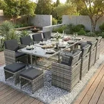 Poly Rattan Sitzgruppe Esstisch Lounge Gartenm&ouml;bel Sitzgarnitur 13-Teilig