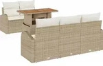 vidaXL Garten-Sofa-Set mit Speicher 6 pcs Beige Poly Rattan - Beige