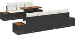 vidaXL Garten-Sofa-Set mit Speicher 8 pcs Schwarz Poly Rattan - Schwarz