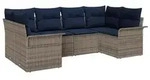 vidaXL Gartensofa-set mit Kissen 6 pcs Grau Poly-Rattan - Grau
