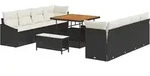 vidaXL Gartensofa-set mit Kissen 11 pcs Schwarz Poly-Rattan - Schwarz