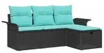 vidaXL Gartensofa-set mit Kissen mit Speicher 4 pcs Poly Rattan - Braun