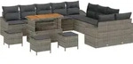 vidaXL Gartensofa-set mit Kissen 14 pcs Grau Poly-Rattan - Grau
