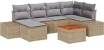 vidaXL Garten-Sofa-Set 7 pcs Beige und Hellgrau - Beige