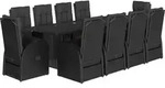 vidaXL 11-tlg. Garten-Essgruppe mit Kissen Schwarz Poly Rattan - Schwarz