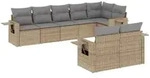 vidaXL 8-tlg. Garten-Sofagarnitur mit Kissen Beige Poly Rattan - Beige