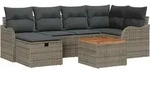 vidaXL Gartensofa-set mit Kissen mit Speicher 7 pcs Grau Poly Rattan - Grau