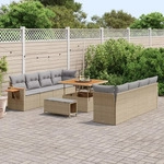 vidaXL Gartensofa-set 11 pcs Beige Poly-Rattan - Beige