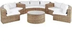 BELIANI Gartenm&ouml;bel Set Goldbraun Rattan u. Aluminium Halbrund Modern 9-Sitzer Sofa