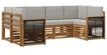 vidaXL Ecksofa Set mit Kissen 5 pcs Nat&uuml;rlich und Hellgrau - Braun